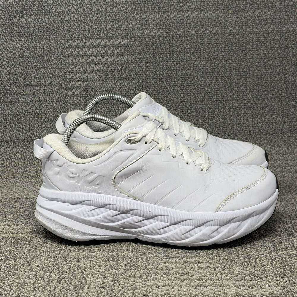 Hoka One One Bondi SR Wide Women's Size 8.5 White Leather Slip Resistant Shoes